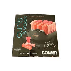 NIB Conair Curls & Waves Multi-Size Hot Rollers with Clips Pink